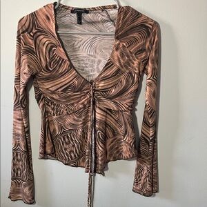 Forever 21 Swirl Print Long Sleeve Top